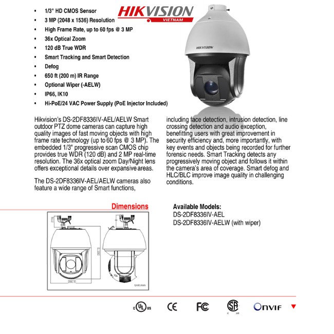 Camera PTZ Hikvision DS-2DF8236IV-AELW - Zoom Quang Học X36 -1920x1080@60fps/s - Hãng Hikvision - Mới 100% [BH 5 Năm]