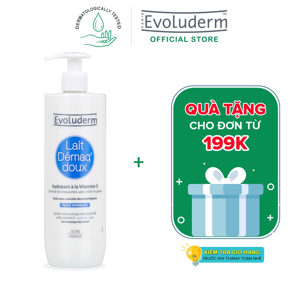 Sữa tẩy trang chiết xuất Vitamin E dành cho da thường Evoluderm 500ml