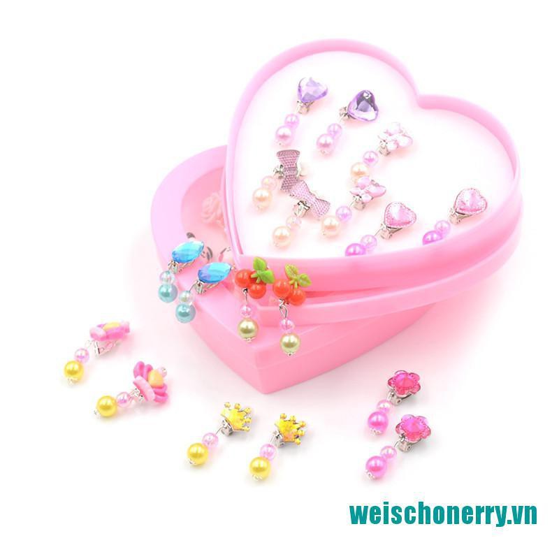 Weischoenrry◑Set 7 Đôi Khuyên Tai Acrylic Sáng Tạo Cho Bé