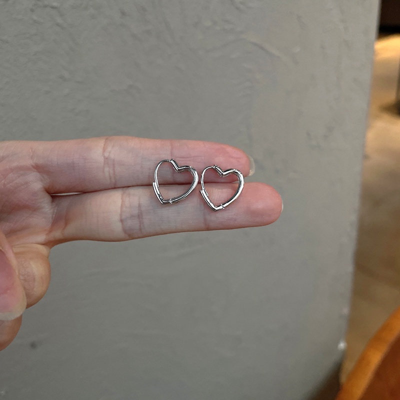 Khuyên Tai Bạc Hình Trái Tim Đơn Giản Thời Trang