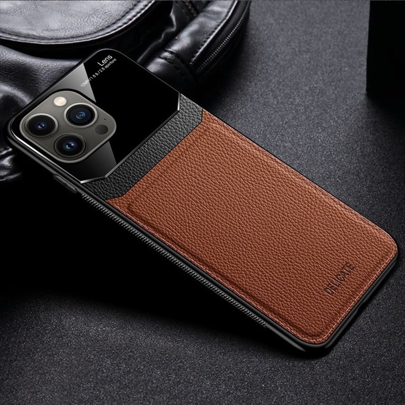 Ốp Điện Thoại Tráng Gương Phối Da Chống Sốc Cho iPhone 13 12 11 Pro Max Mini SE 2020