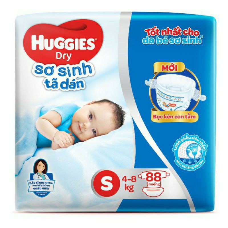 Tã dán sơ sinh Huggies S88, M76