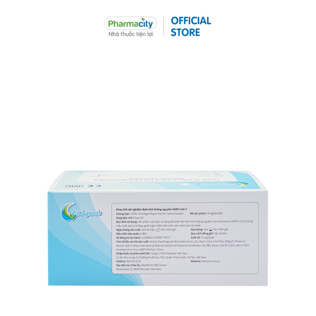 Dụng cụ xét nghiệm nhanh nước bọt Pharmacity Antigen Rapid Test Kit Saliva ( Hộp 20 Test)