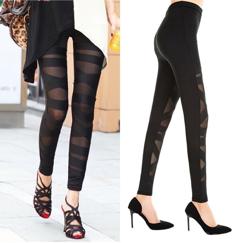 Quần Leggings phối lưới kiểu dáng quyến rũ