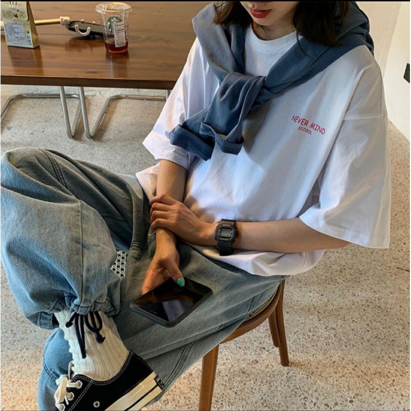 Áo Thun tay lỡ Unisex TMDAILUCK Never Mind