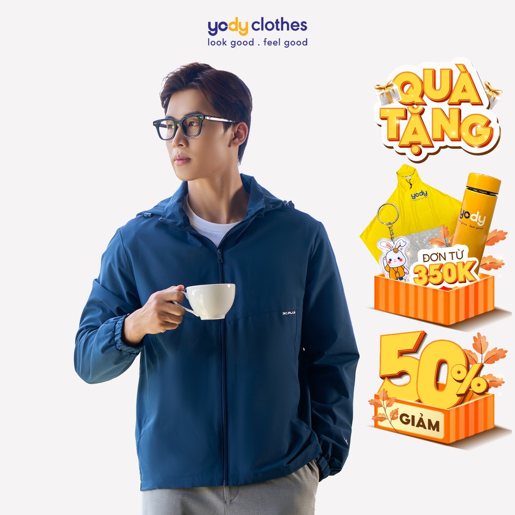 Áo khoác gió nam YODY có mũ nhiều màu trẻ trung dễ phối đồ 3C PLUS AKM5037
