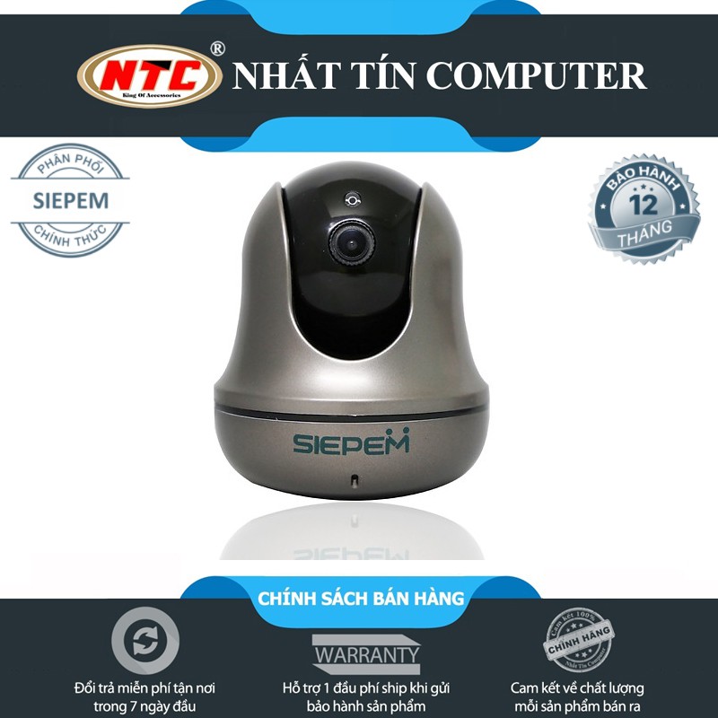 Hàng Tốt - Camera IP Wifi SIEPEM S6812 Plus hỗ trợ FullHD 1080P - độ phân giải 2.0MP (Xám đen)