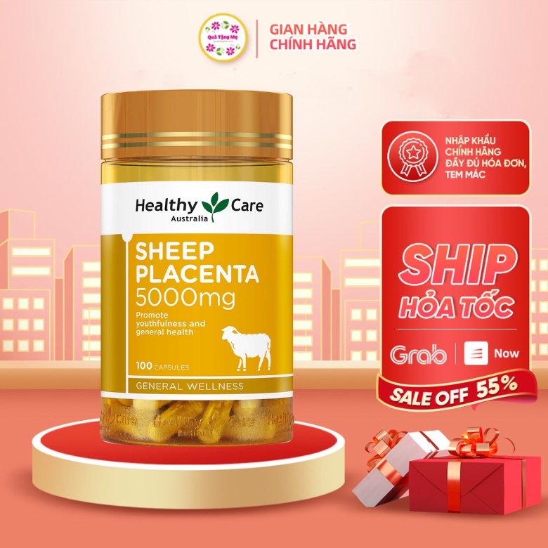 Viên uống nhau thai cừu chống lão hóa Healthy Care Sheep Placenta 100 viên Quà Tặng Mẹ