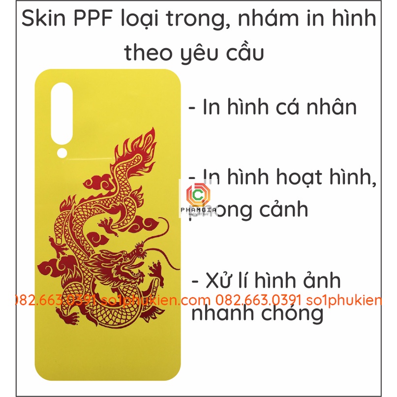 Skin mặt lưng PPF loại trong, nhám in hình theo yêu cầu