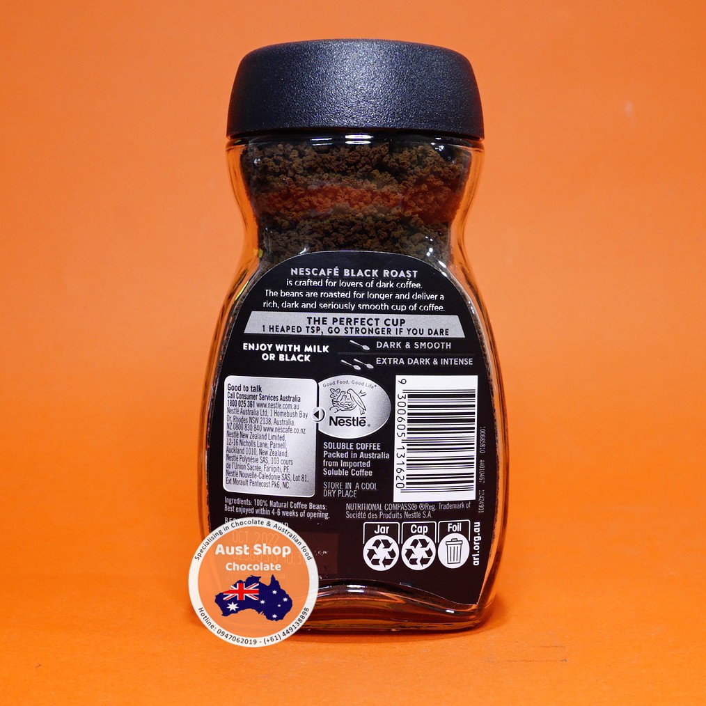 Cà phê hòa tan NESCAFÉ Black Roast Instant Coffee 100g  - OZ - Aust Shop Chocolate