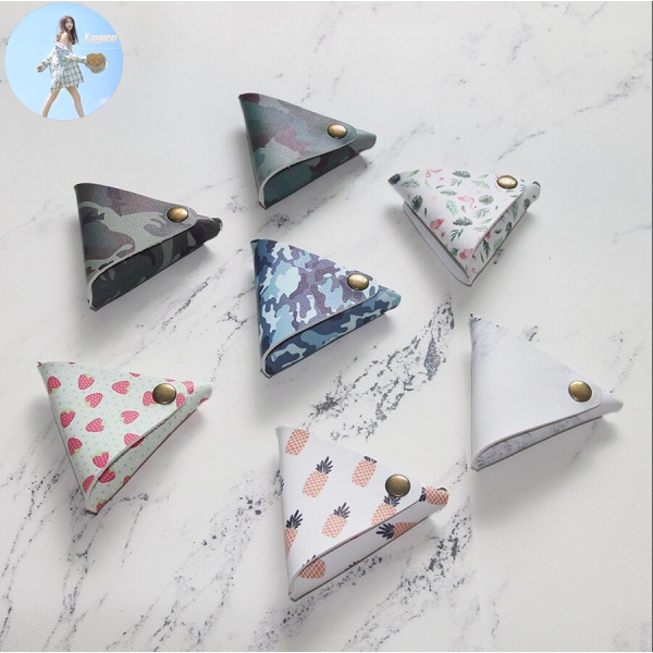 Ví Đựng Chìa Khóa Hình Tam Giác Bằng Chất Liệu Da Đơn Giản Xinh Xắn