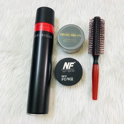 TẶNG LƯỢC - Combo sáp vuốt tóc Seba + NF + gôm xịt tóc Luxurious + lược tròn