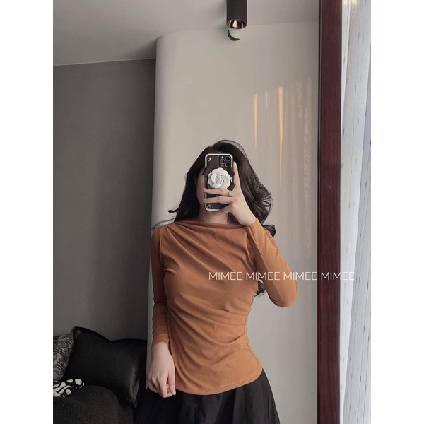 Áo nhún vạt lệch cổ thuyền mimee
