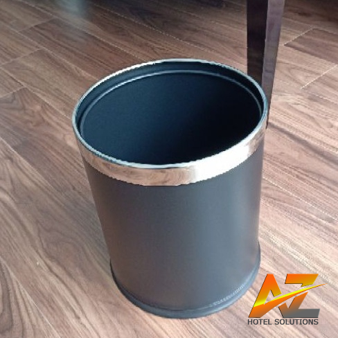 Thùng rác văn phòng inox 2 lớp màu đen đen chống bám vân tay cao cấp