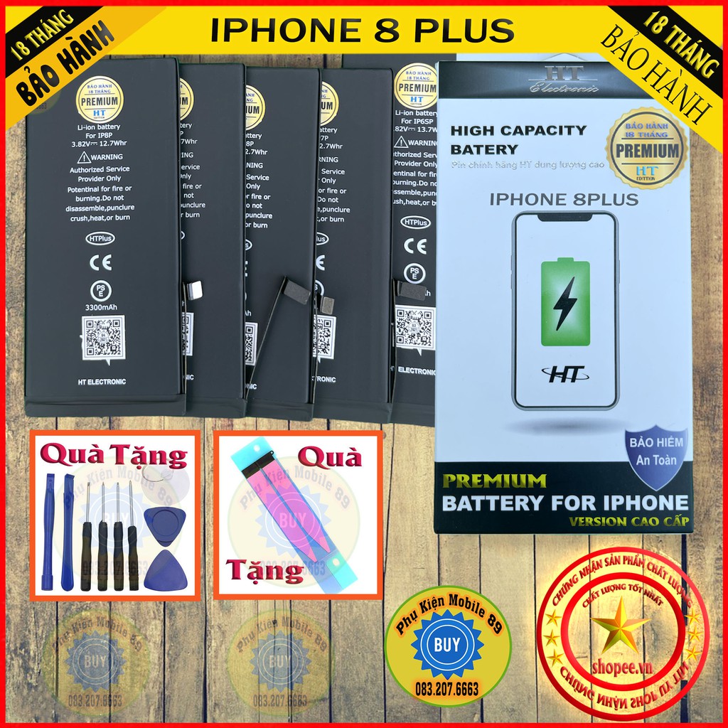 Pin iphone 8 PLUS Dung Lượng Cao HT Bản Cao Cấp Premium - Bh 18 THÁNG -Chính hãng HT