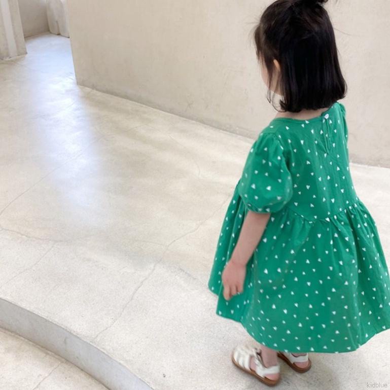 Đầm công chúa cổ tròn họa tiết chấm bi thời trang mùa hè kiểu Hàn Quốc ngọt ngào cho bé gái