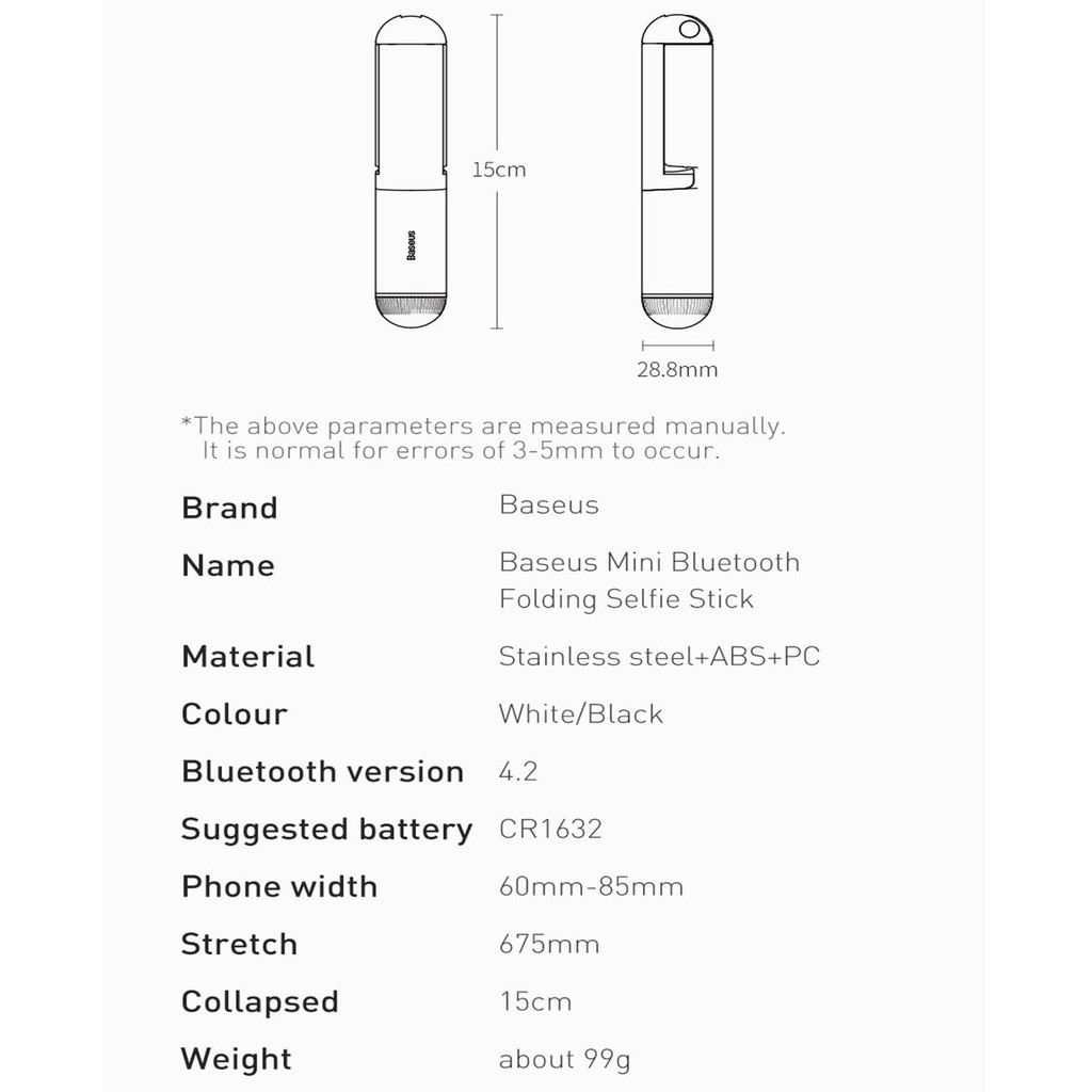 Gậy chụp ảnh bluetooth gấp gọn Baseus Mini Folding Selfie Stick | BigBuy360 - bigbuy360.vn