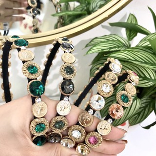 Bờm tóc đồng xu ngọc đá cao cấp LADY