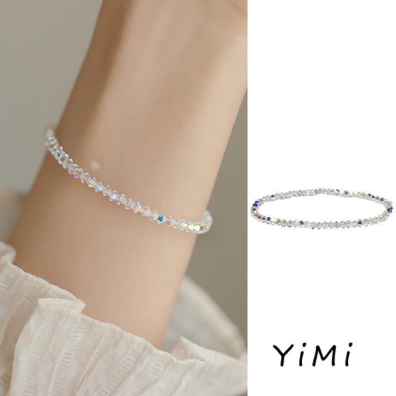 Vòng Tay Chuỗi Hạt Pha Lê Giả Thủy Tinh Mũi Nhọn 4mm Thiết Kế Đơn Giản Sang Trọng