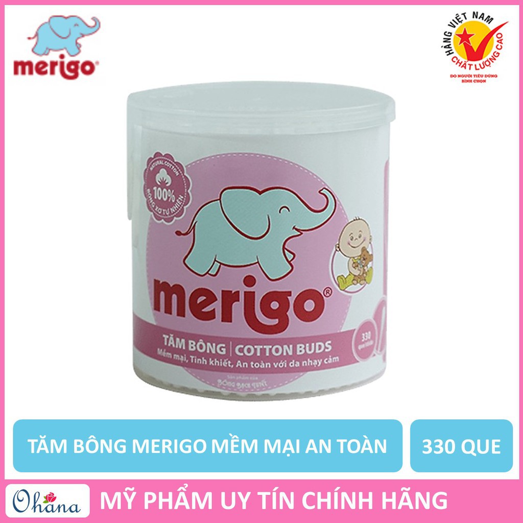 Tăm Bông Merigo Bông Bạch Tuyết (330 Que) - Hộp Tròn TP151