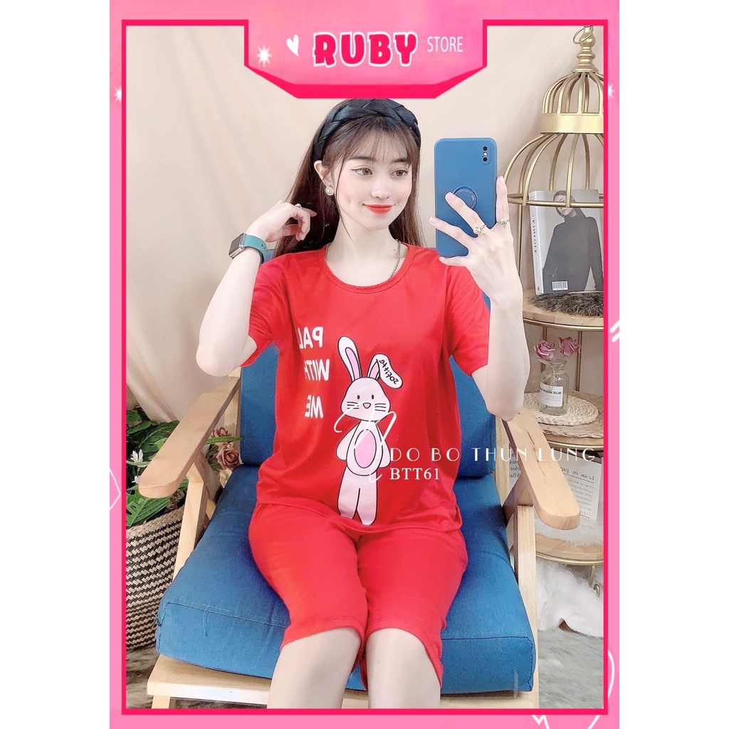 Đồ bộ nữ mặc nhà chất thun mềm mịn mát in hình thỏ hoạt hình dễ thương BTT61