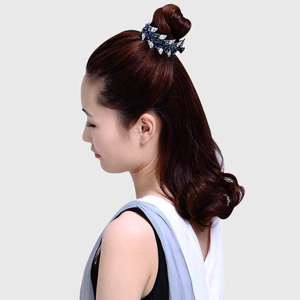 Kẹp Tóc Dạng Xoắn Hình Tổ Chim Đính Hoa|Dụng Cụ Búi Tóc Tròn Cho Nữ|Kẹp Tóc