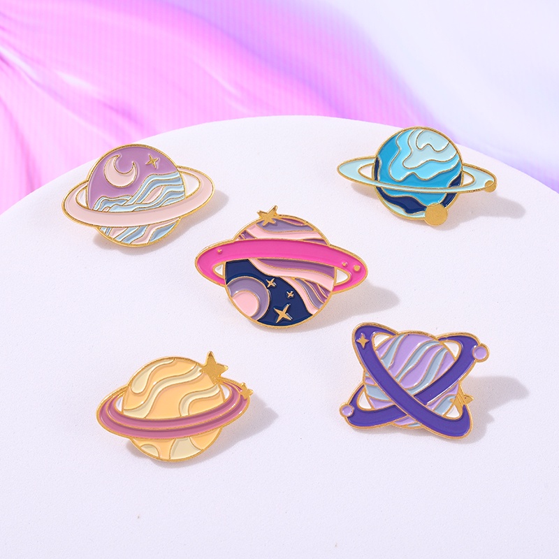 Universe Planet Enamel Pins Star Moon Planet Cosmic Brooch Outer Space Pin Brooches Lapel Badges Jewelry Gift for Friends