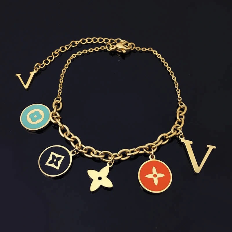 Vòng cổ Lv Mặt Cỏ Bốn Lá Bằng Thép Titan Không Phai Màu Cho Nữ