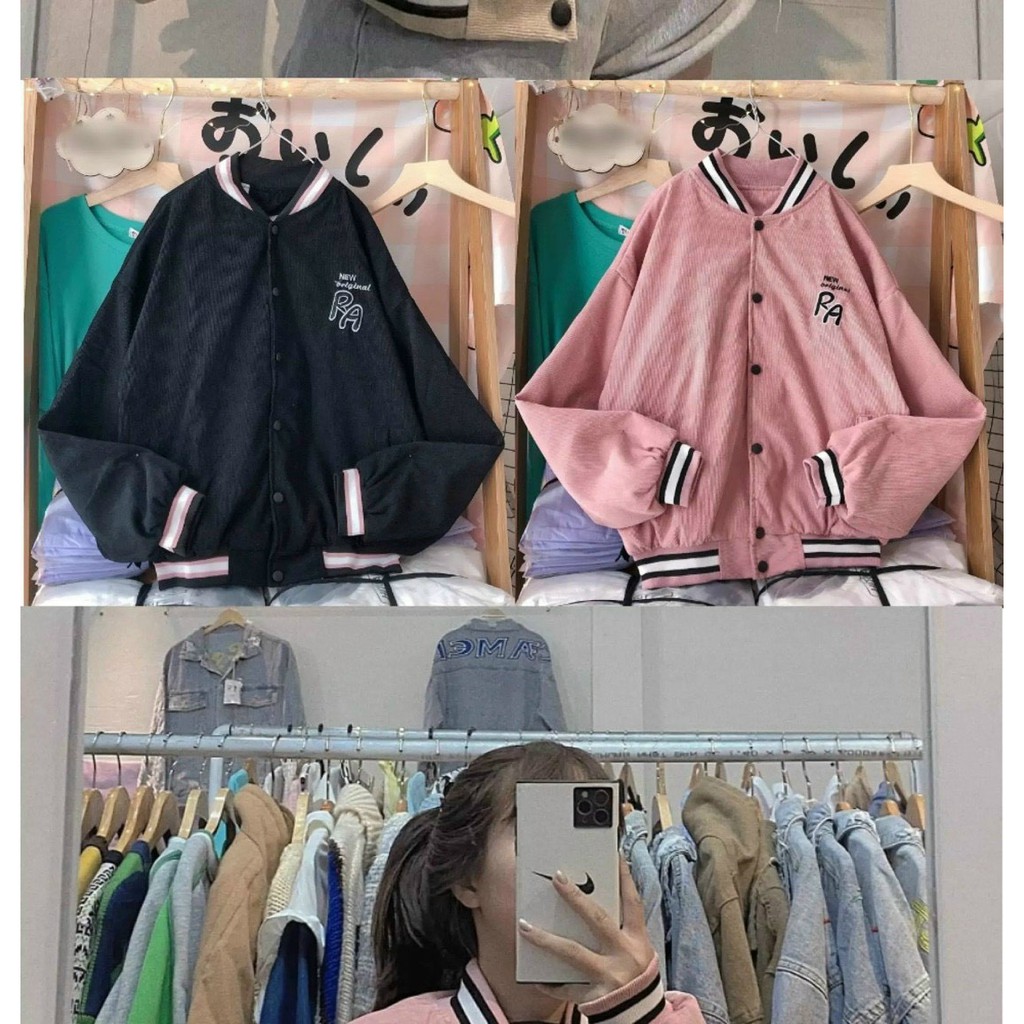 Áo khoác bomber nhung bóng chày unisex nam và nữ logo thêu 2 mặt - ÁO KHOÁC 9X