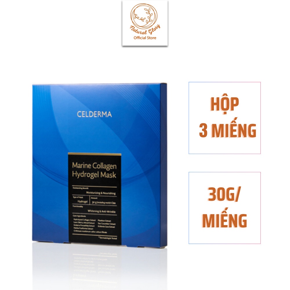 Mặt nạ Celderma Marine Collagen Hydrogel dưỡng trắng, cấp ẩm hạn chế nếp nhăn Hộp 3 miếng