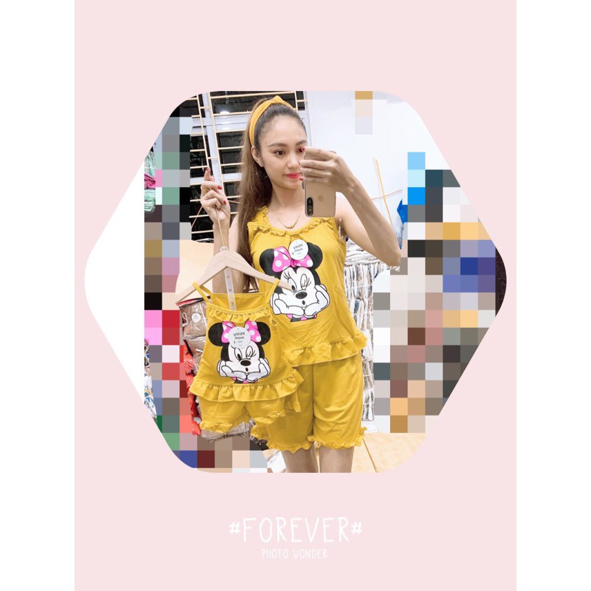[MẸ] Bộ Micky mẹ con chất cotton đũi mát mẻ, kiểu dáng đáng yêu- bmmc