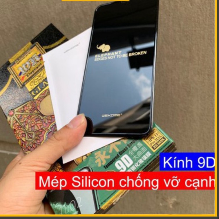 CHÍNH HÃNGMIẾNG DÁN Kính cường lực 9D WK SIÊU XỊN con voi mép Silicon chống VỠ iPHONE X XS XR 11 12 13 PRO MAX MINI