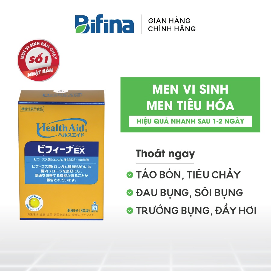 Men vi sinh Bifina Nhật Bản - Thoát ngay đau bụng, sôi bụng - Loại EX 30 gói