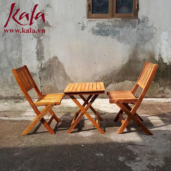 Bộ bàn ghế cafe Kala bằng gỗ mini đẹp