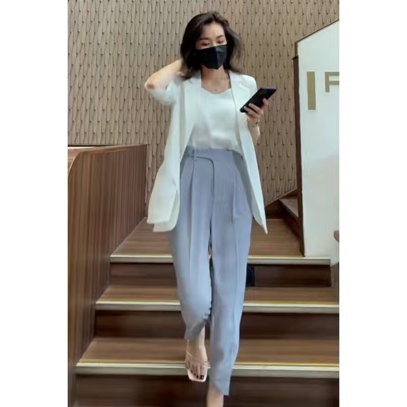 Quần Suông Ống Rộng Cạp Lưng Cao Khuy Trước, Quần Dài Culottes Thiết Kế Hàn Quốc tôn dáng thời trang