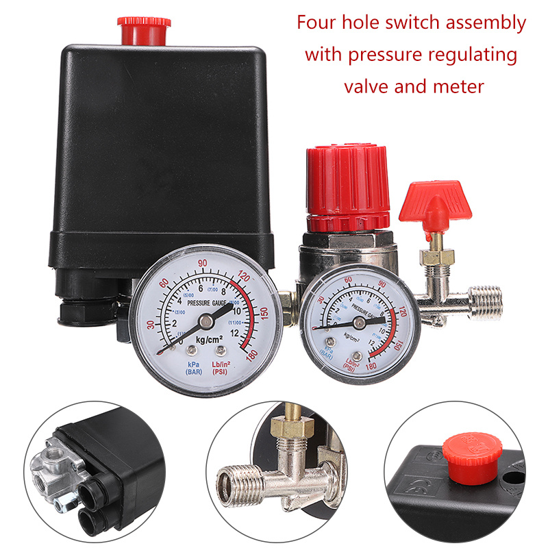 New 240V Pump Pressure Air Compressor Control Value Switch Gauge Parts Kit 12Bar ☆hengmaTimeMall