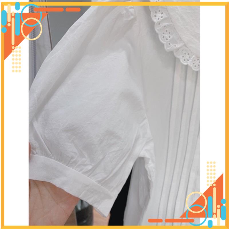 Sơ mi trắng cộc tay cổ sen thêu sơ mi tiểu thư tay ngắn MSP28560 | BigBuy360 - bigbuy360.vn