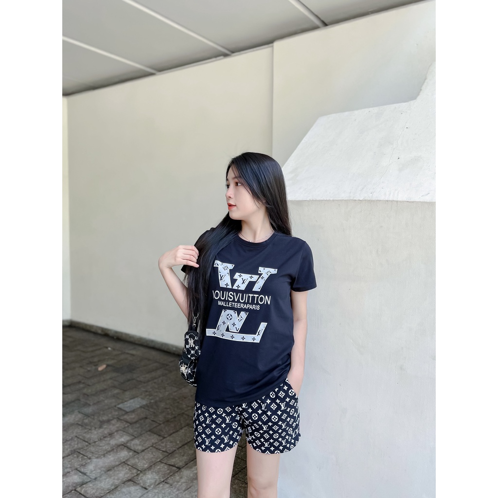 ĐỒ BỘ LV VNXK HỌA TIẾT TRẮNG ĐEN - COTTON 100% 4C FORM CHÂU ÂU