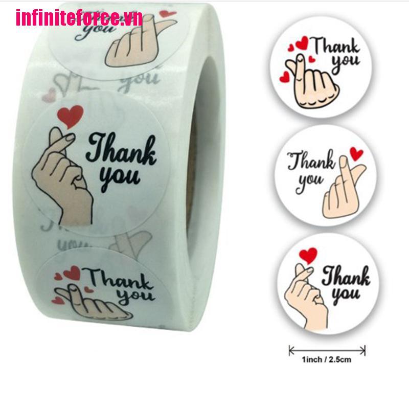 Cuộn 500 Sticker Chữ Thank You Xinh Xắn Dùng Trong Trang Trí