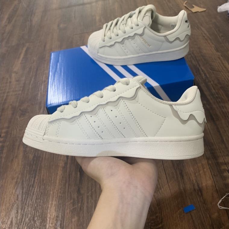 Giày thể thao adidas superstar 2022 màu kem sữa ,Hồng Xanh, giày adidas mũi sò dây lụa nam nữ bản mới nhất Full box