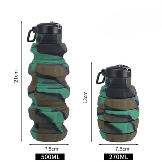 ( 2 in 1 ) Bình Nước 500ml Gấp Gọn Thành Cốc Nước 270ml Chất Liệu Silicone Cao Cấp