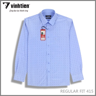Áo Sơ Mi Nam Dài Tay Họa Tiết Bamboo Vĩnh Tiến Form Regular Vạt Ngang 415