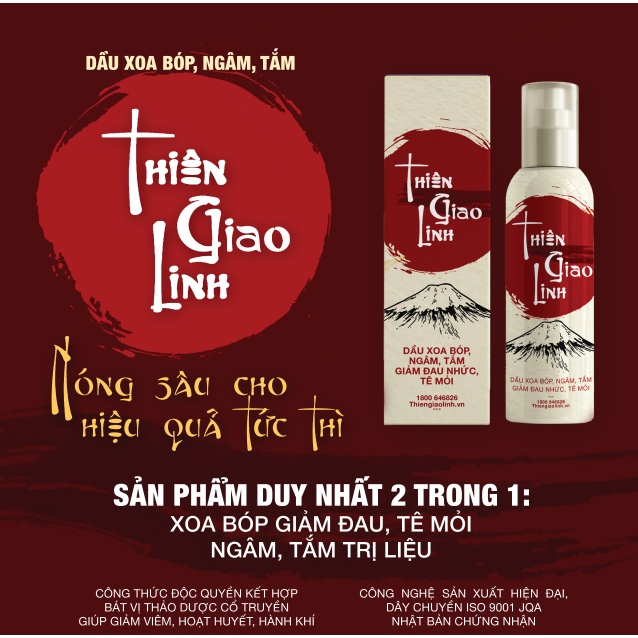 Thiên Giao Linh dầu xoa bóp, ngâm, tắm, giảm đau nhức, tê mỏi giảm mệt mỏi