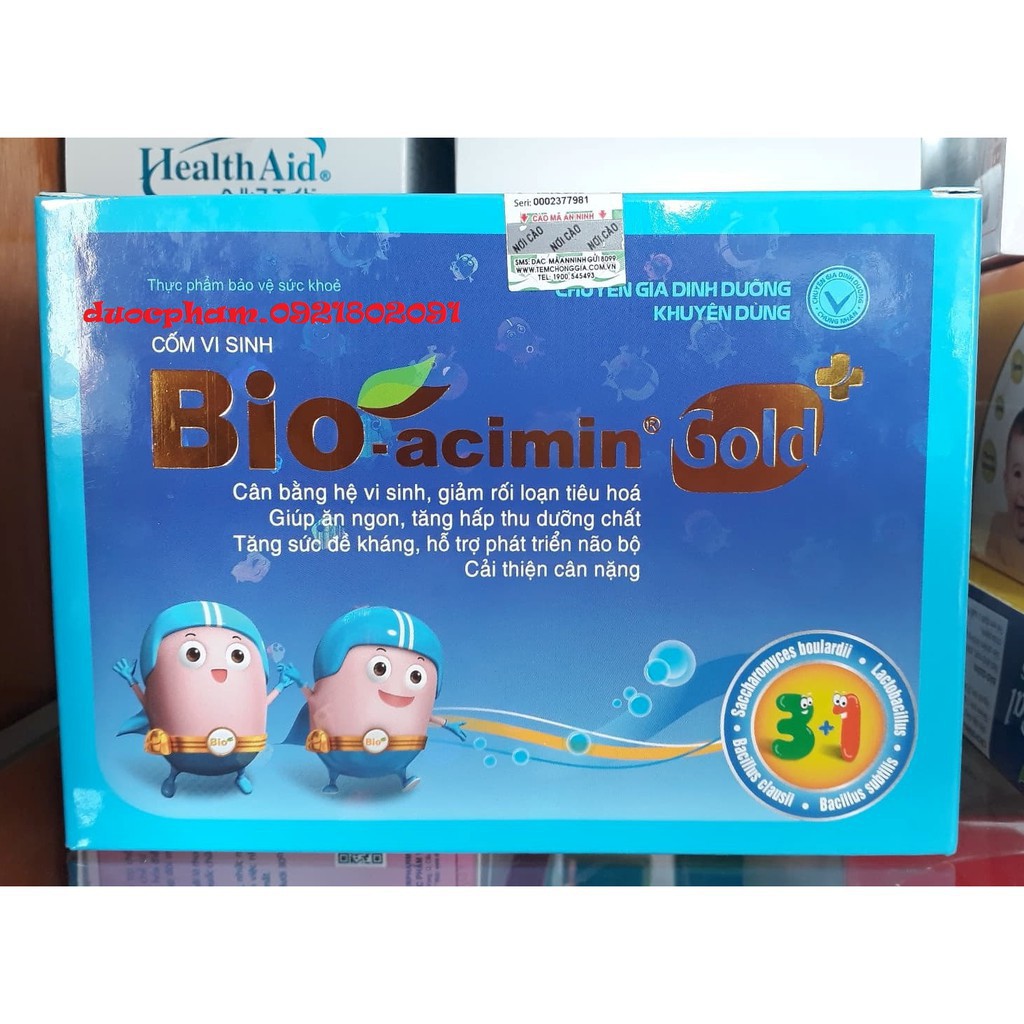 Bioacimin gold mẫu mới cốm vi sinh cho trẻ biếng ăn hộp 30 gói ( bio acimin)