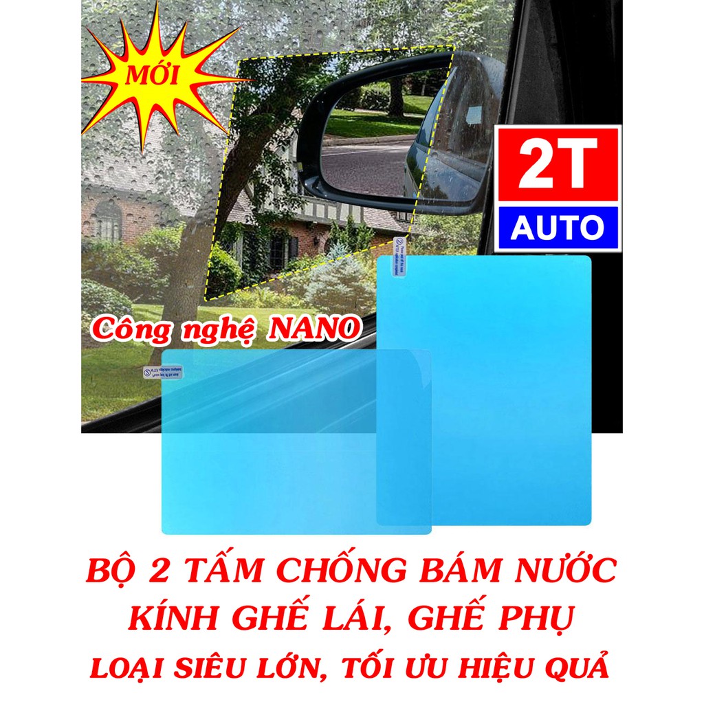Bộ 2 Miếng tấm phim dán nano chống bám nước mưa kính ghế tài, ghế phụ cho xe hơi ô tô -  130x190mm full:   SKU:171