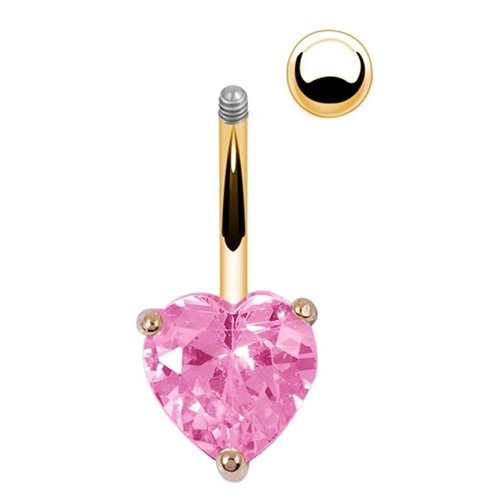 Khuyên rốn đính đá hình trái tim thời trang cho nữ