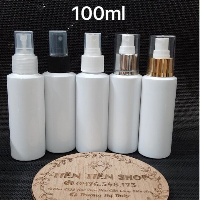 Chai nhựa trắng 100ml vai vuông xịt phun sương