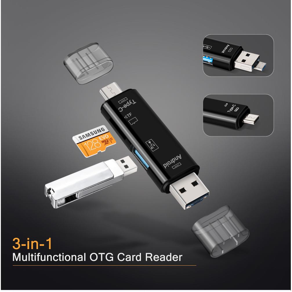 Đầu đọc thẻ nhớ USB type C SD OTG 3 trong 1 tiện dụng chất lượng cao