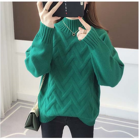 Áo Sweater Dệt Kim Tay Dài Dáng Rộng Chất len Dày Mặc Mùa Thu Đông Cho Nữ