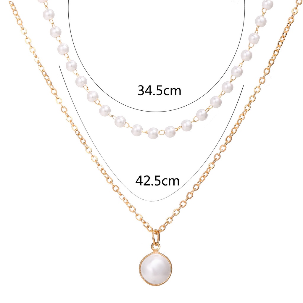 Vòng cổ Hai Lớp Đính Hạt Ngọc Trai Đơn Giản Cho Nữ